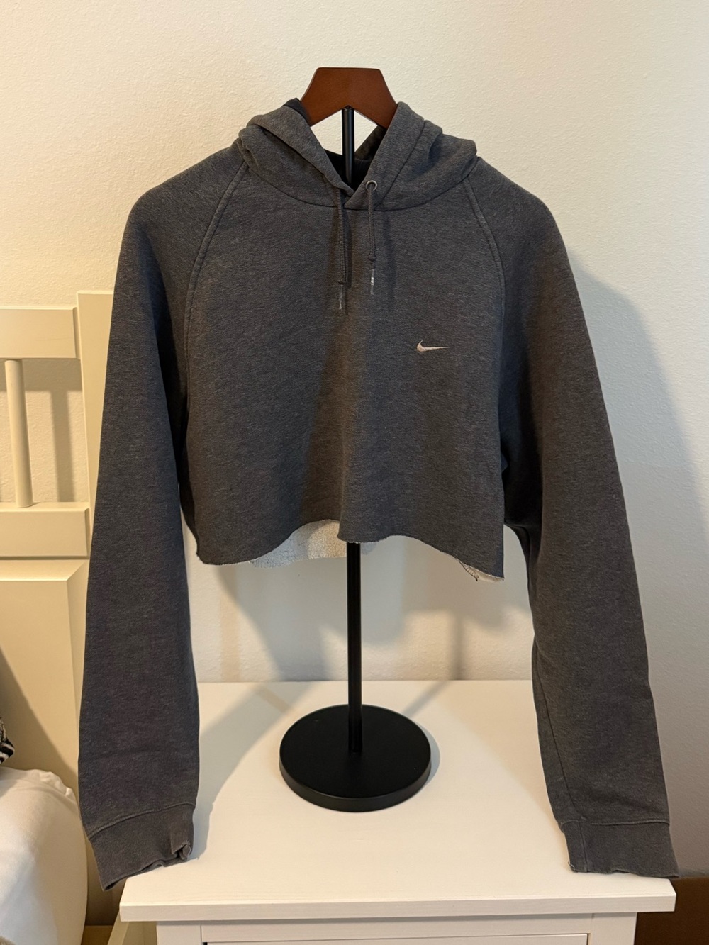 Nike Women's Charcoal Cropped Hoodie Sweatshirt